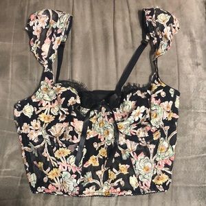 Victoria’s Secret Bralette Top 36C Black Floral NWT